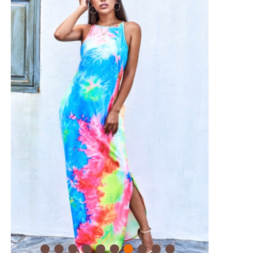 Last one small Multi colored Tie-dye maxi dress - Picture 7 of 10